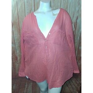 Old Navy Coral Long Sleeve V-neck Tunic Blouse Sz XXL